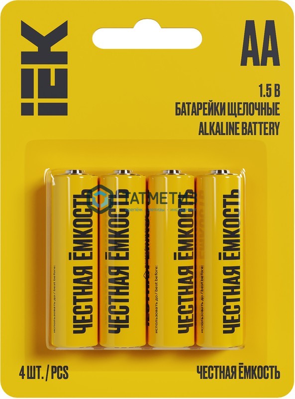 Батарейка алкалиновая тип AA / LR6 1.5В ( 4 шт/уп ) IEK -  магазин крепежа  «ТАТМЕТИЗ»